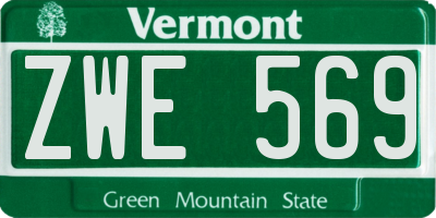 VT license plate ZWE569