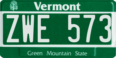 VT license plate ZWE573