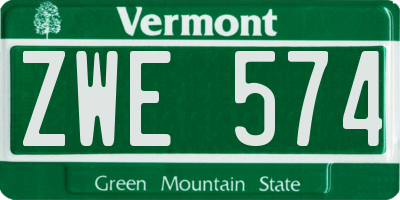 VT license plate ZWE574