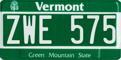 VT license plate ZWE575