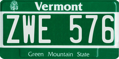 VT license plate ZWE576