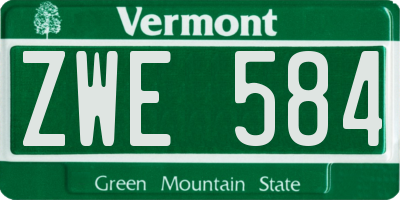 VT license plate ZWE584