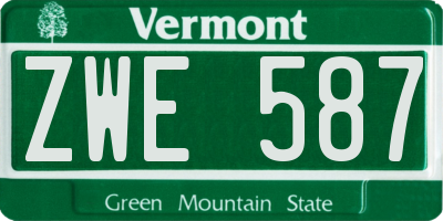 VT license plate ZWE587