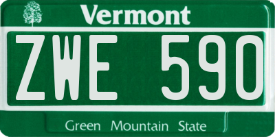 VT license plate ZWE590