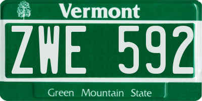 VT license plate ZWE592