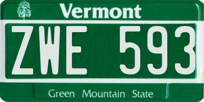VT license plate ZWE593