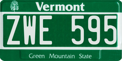 VT license plate ZWE595
