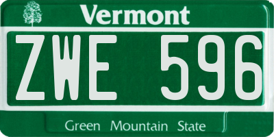 VT license plate ZWE596