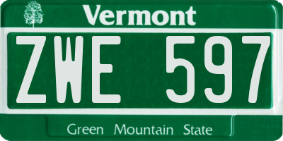 VT license plate ZWE597