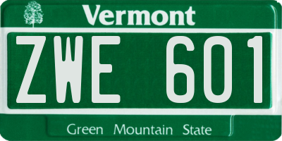VT license plate ZWE601