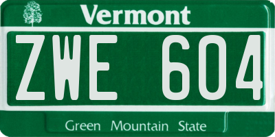 VT license plate ZWE604