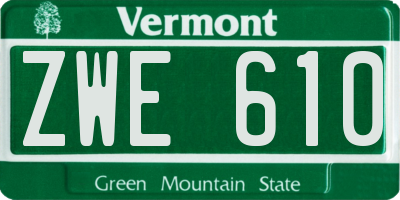 VT license plate ZWE610