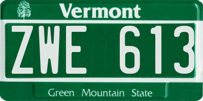 VT license plate ZWE613