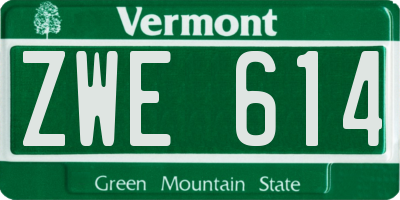 VT license plate ZWE614