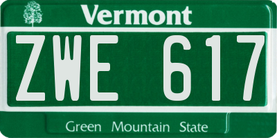 VT license plate ZWE617