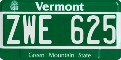 VT license plate ZWE625