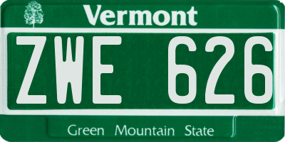 VT license plate ZWE626