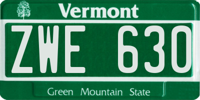 VT license plate ZWE630