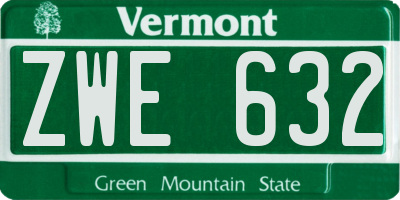 VT license plate ZWE632