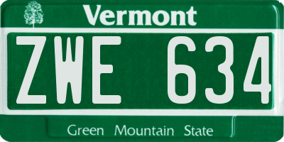 VT license plate ZWE634