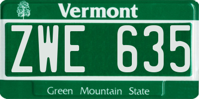 VT license plate ZWE635
