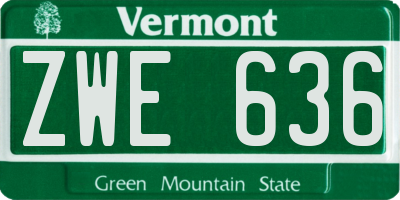 VT license plate ZWE636