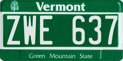 VT license plate ZWE637