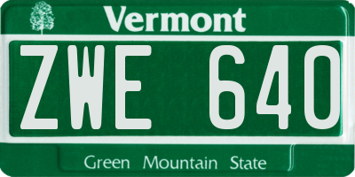 VT license plate ZWE640