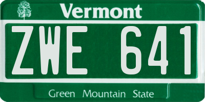 VT license plate ZWE641
