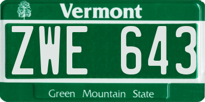 VT license plate ZWE643