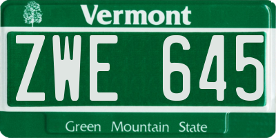 VT license plate ZWE645