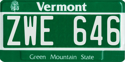 VT license plate ZWE646