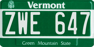 VT license plate ZWE647