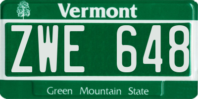 VT license plate ZWE648