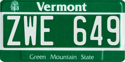 VT license plate ZWE649