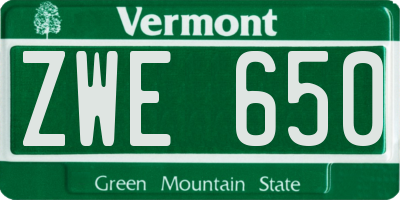 VT license plate ZWE650