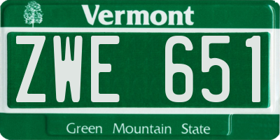 VT license plate ZWE651