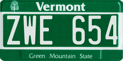 VT license plate ZWE654