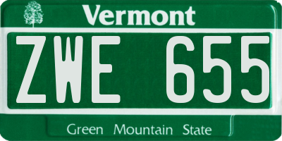 VT license plate ZWE655