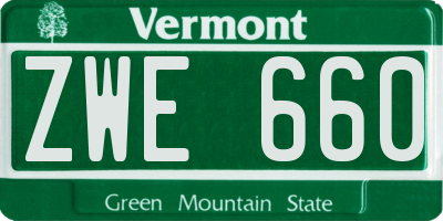 VT license plate ZWE660