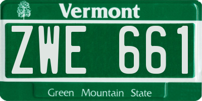 VT license plate ZWE661