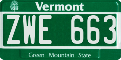 VT license plate ZWE663