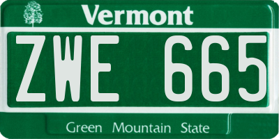 VT license plate ZWE665