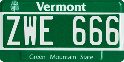 VT license plate ZWE666