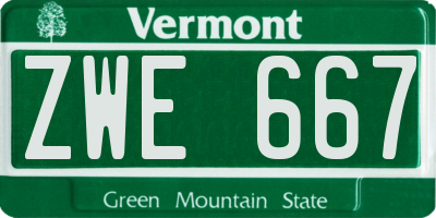 VT license plate ZWE667
