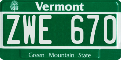 VT license plate ZWE670