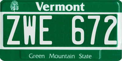 VT license plate ZWE672
