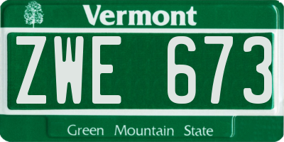 VT license plate ZWE673
