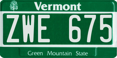 VT license plate ZWE675