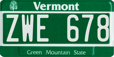 VT license plate ZWE678